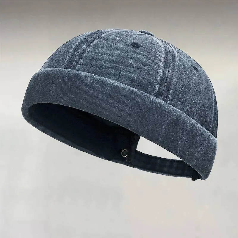 Men's Hip-Hop Solid Color Rolled Cuff Casual Adjustable Brimless Skullcap