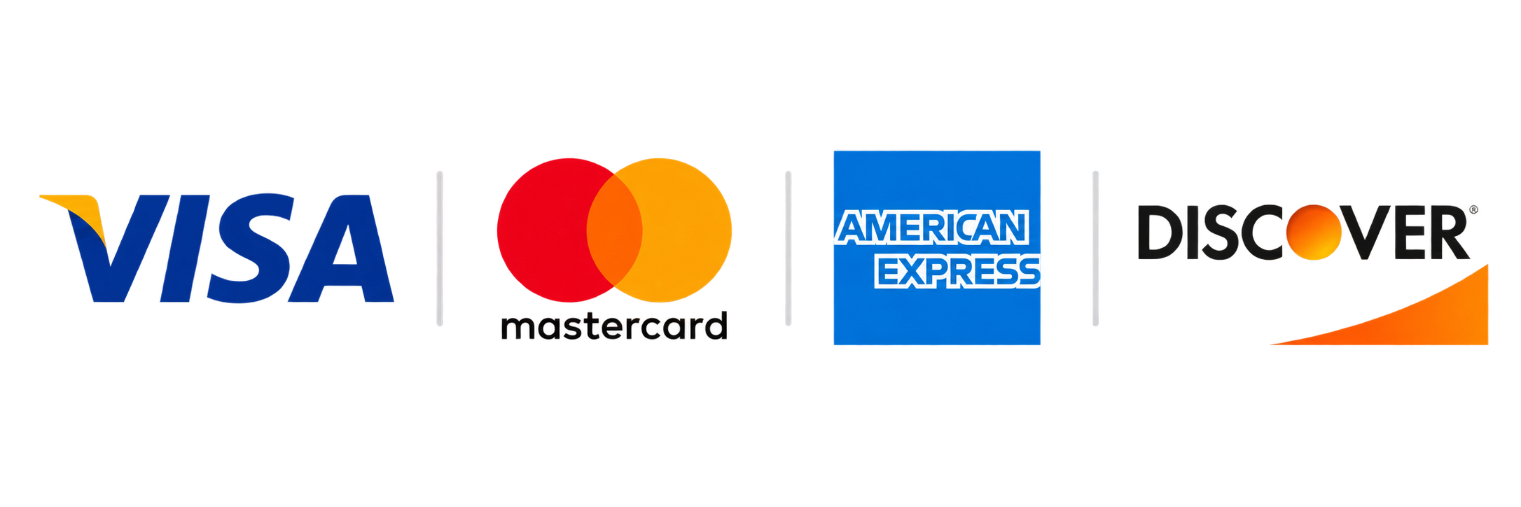 Visa, Mastercard, American Express and Discover